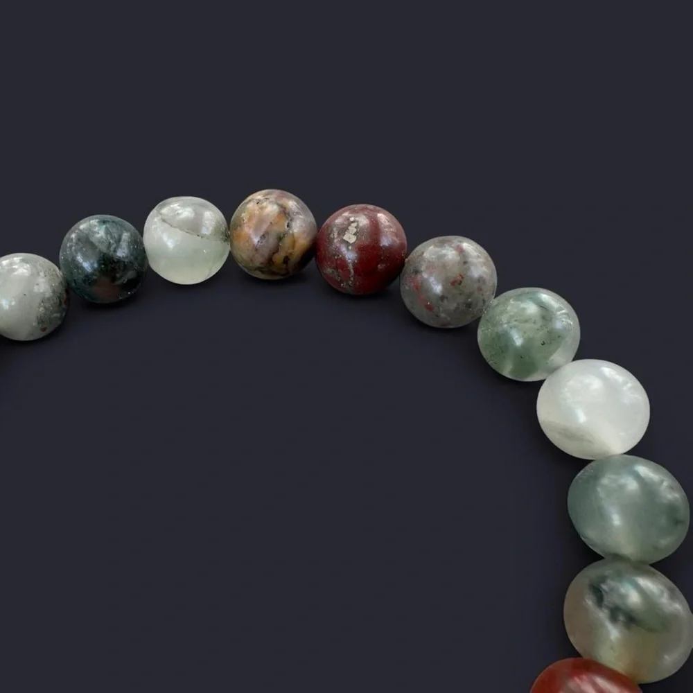 African Bloodstone Gemstone Bead Bracelet 8mm